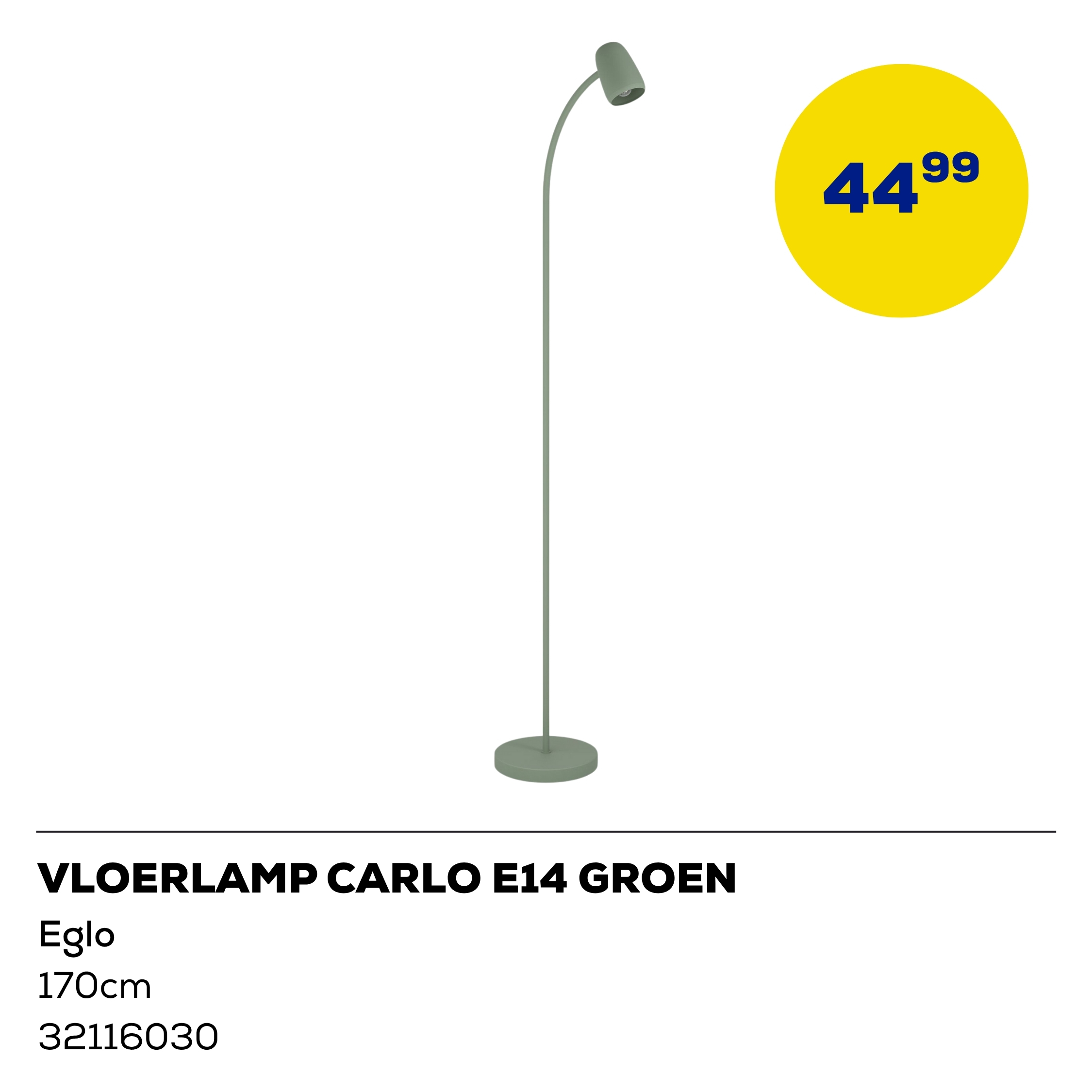 Eglo Vloerlamp Carlo E14 170cm Groen